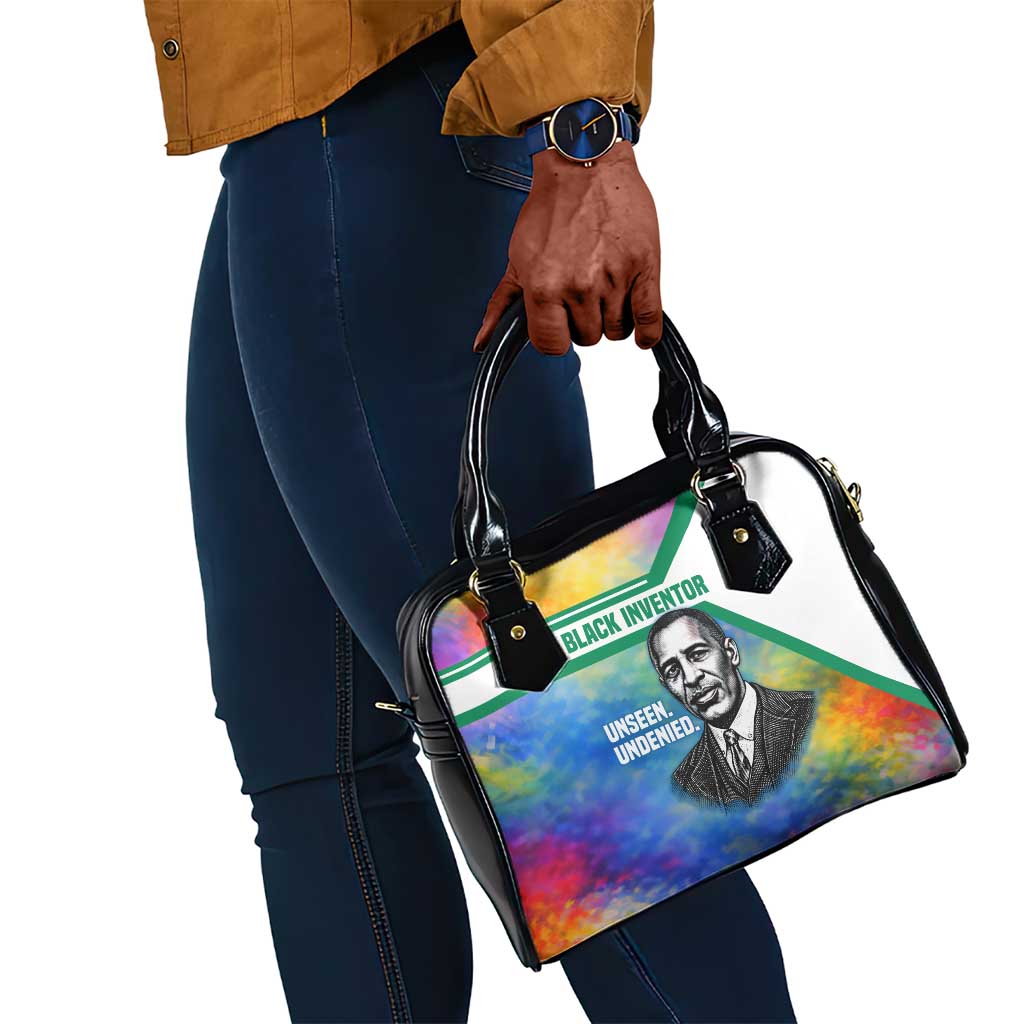 Garrett Morgan Shoulder Handbag with Real Impact Quote, Black Inventor Portrait and Vibrant Watercolor - Wonder Print Shop