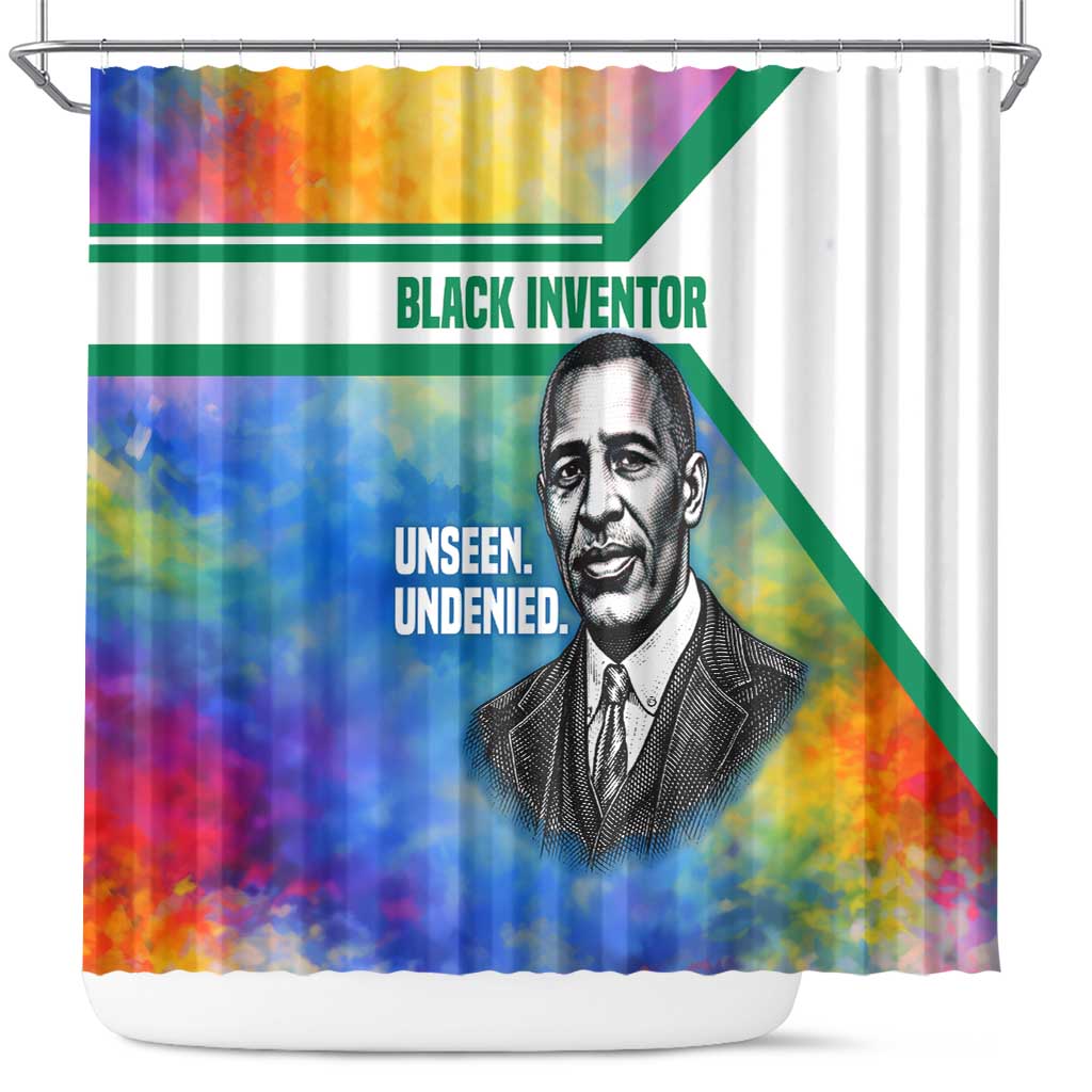 Garrett Morgan Shower Curtain with Real Impact Quote, Black Inventor Portrait and Vibrant Watercolor - Wonder Print Shop