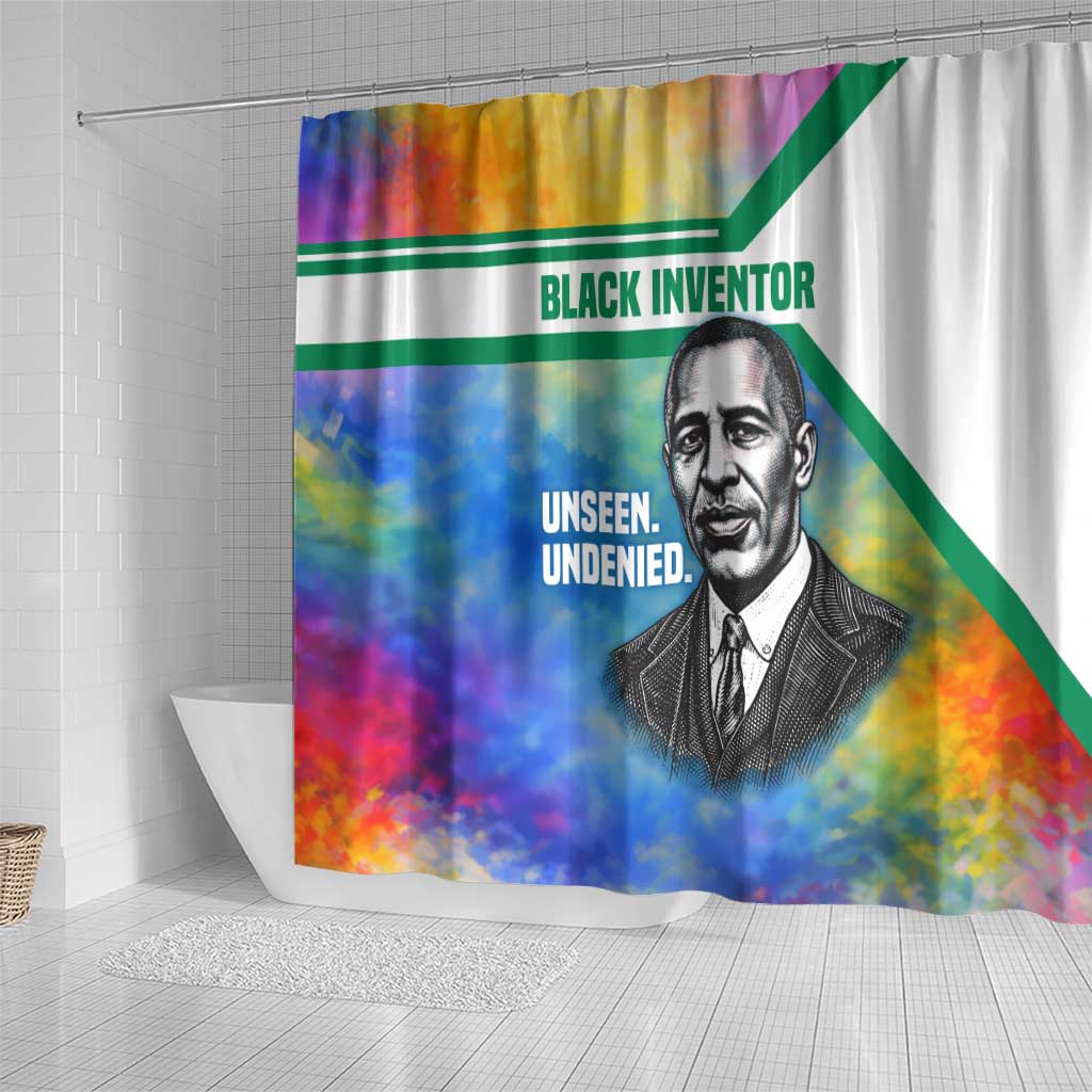 Garrett Morgan Shower Curtain with Real Impact Quote, Black Inventor Portrait and Vibrant Watercolor - Wonder Print Shop