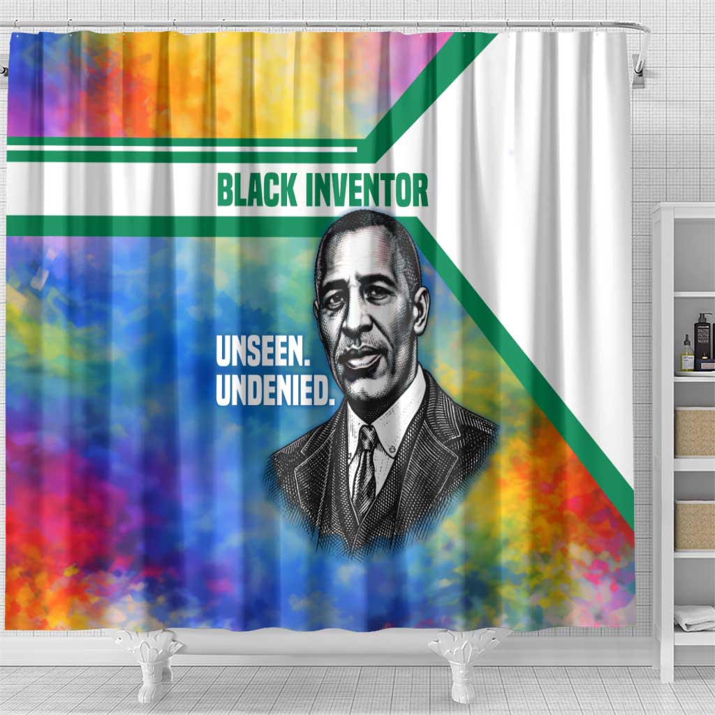 Garrett Morgan Shower Curtain with Real Impact Quote, Black Inventor Portrait and Vibrant Watercolor - Wonder Print Shop