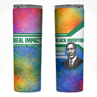 Garrett Morgan Skinny Tumbler with Real Impact Quote, Black Inventor Portrait and Vibrant Watercolor - Wonder Print Shop