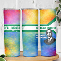 Garrett Morgan Skinny Tumbler with Real Impact Quote, Black Inventor Portrait and Vibrant Watercolor - Wonder Print Shop