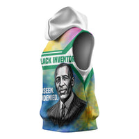 Garrett Morgan Sleeveless Hoodie with Real Impact Quote, Black Inventor Portrait and Vibrant Watercolor - Wonder Print Shop