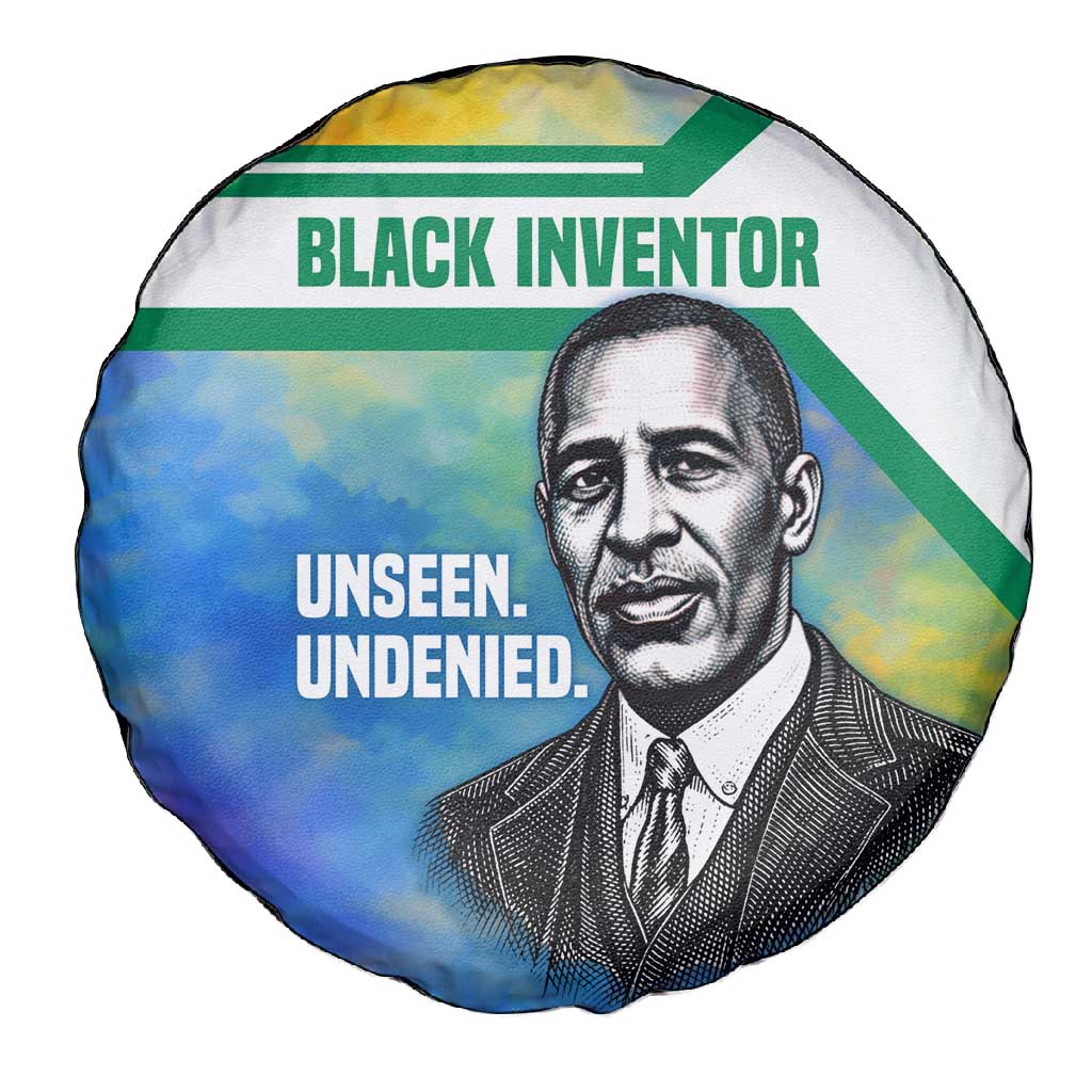 Garrett Morgan Spare Tire Cover with Real Impact Quote, Black Inventor Portrait and Vibrant Watercolor - Wonder Print Shop