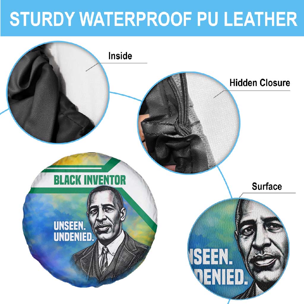 Garrett Morgan Spare Tire Cover with Real Impact Quote, Black Inventor Portrait and Vibrant Watercolor - Wonder Print Shop