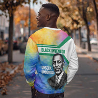 Garrett Morgan Sweatshirt with Real Impact Quote, Black Inventor Portrait and Vibrant Watercolor - Wonder Print Shop