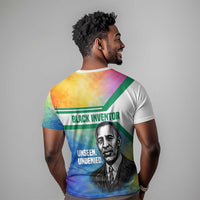 Garrett Morgan T shirt with Real Impact Quote, Black Inventor Portrait and Vibrant Watercolor - Wonder Print Shop
