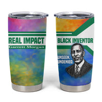 Garrett Morgan Tumbler Cup with Real Impact Quote, Black Inventor Portrait and Vibrant Watercolor - Wonder Print Shop
