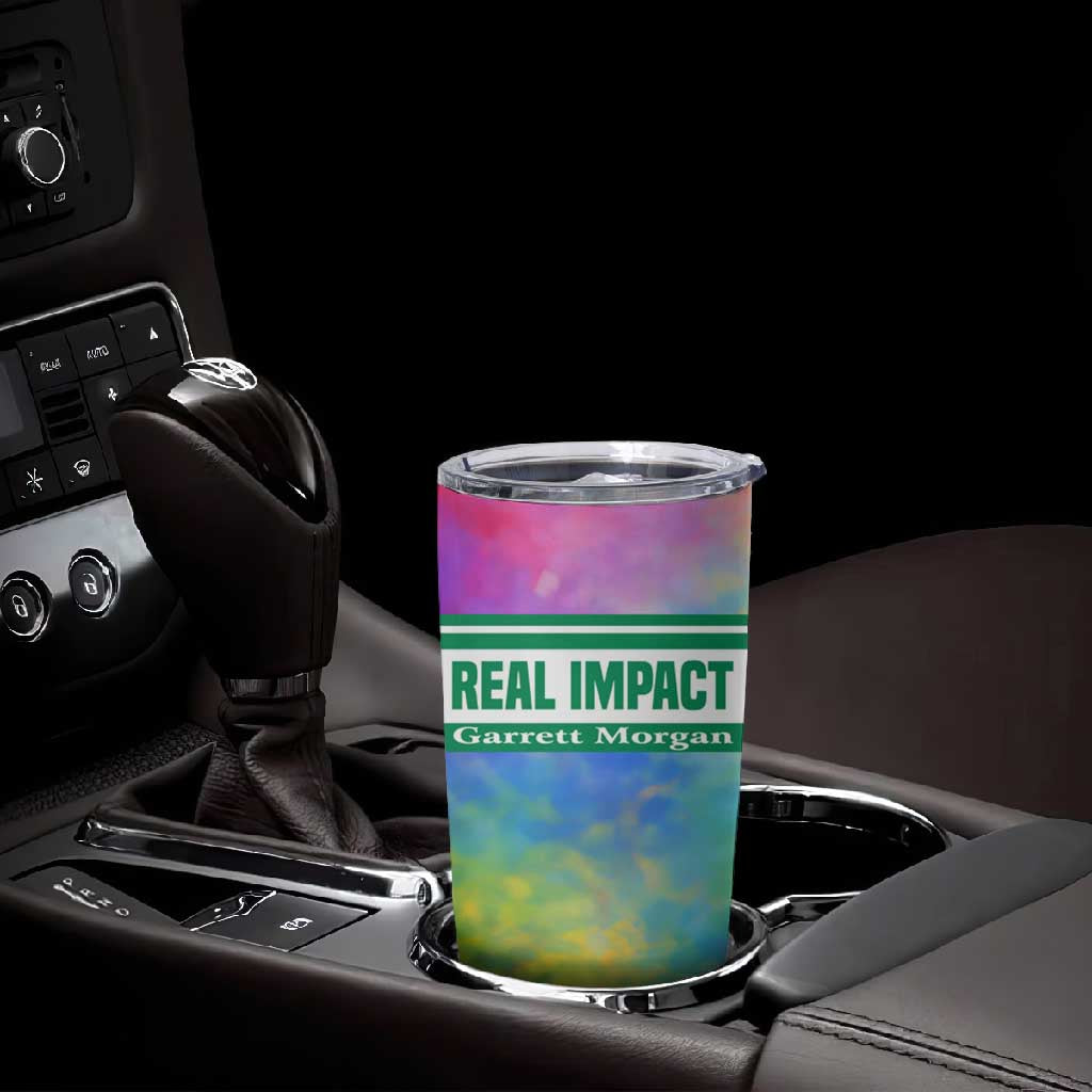 Garrett Morgan Tumbler Cup with Real Impact Quote, Black Inventor Portrait and Vibrant Watercolor - Wonder Print Shop