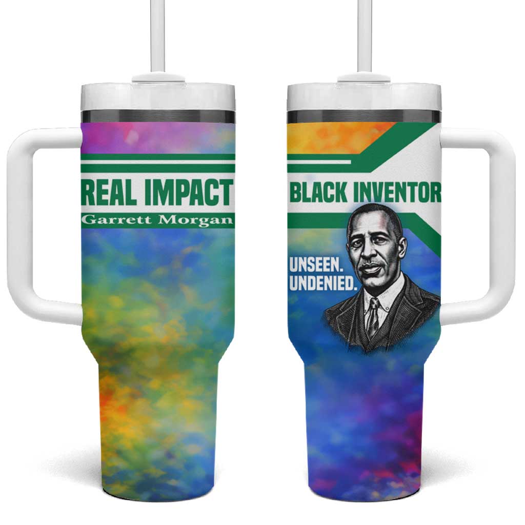 Garrett Morgan Tumbler With Handle with Real Impact Quote, Black Inventor Portrait and Vibrant Watercolor - Wonder Print Shop
