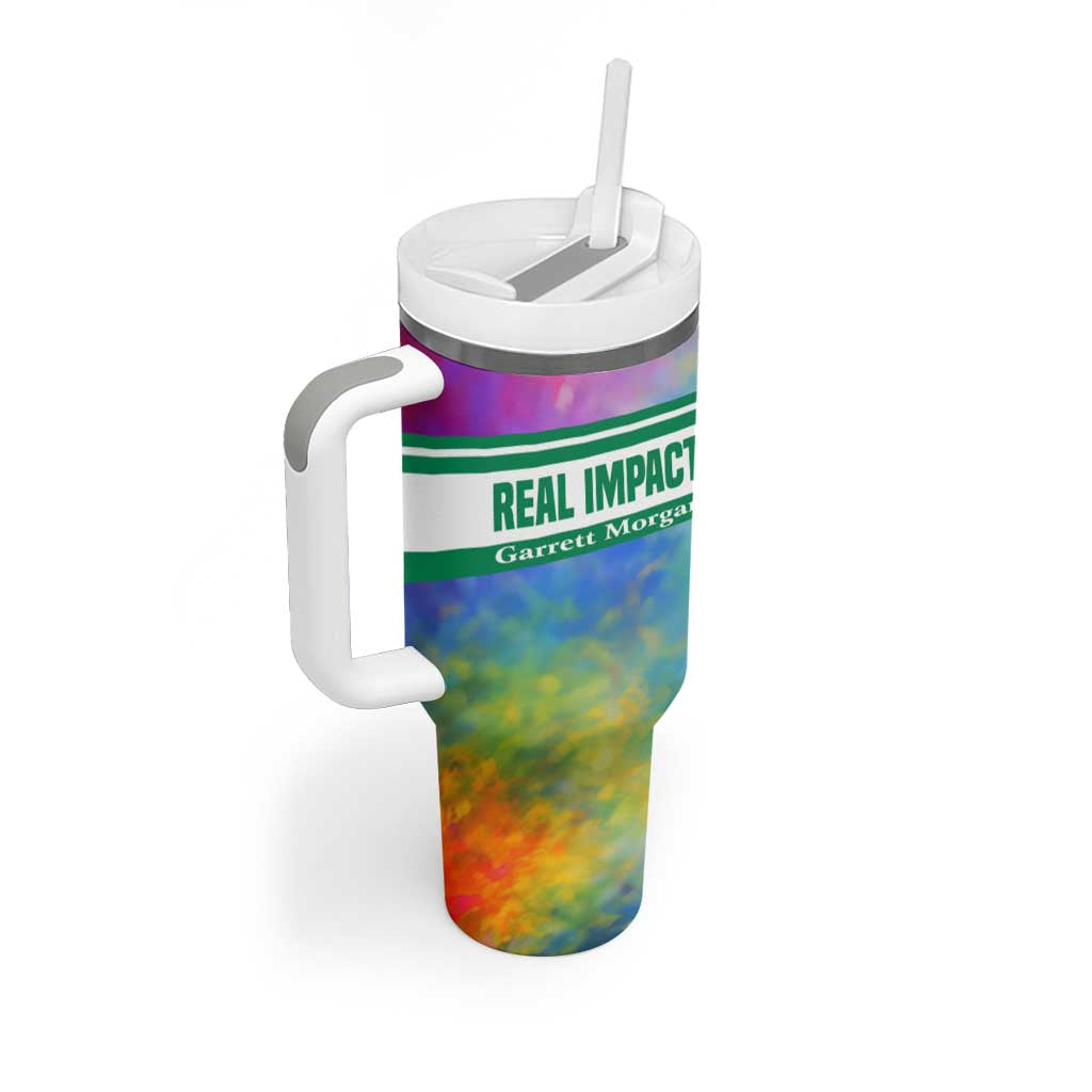 Garrett Morgan Tumbler With Handle with Real Impact Quote, Black Inventor Portrait and Vibrant Watercolor - Wonder Print Shop