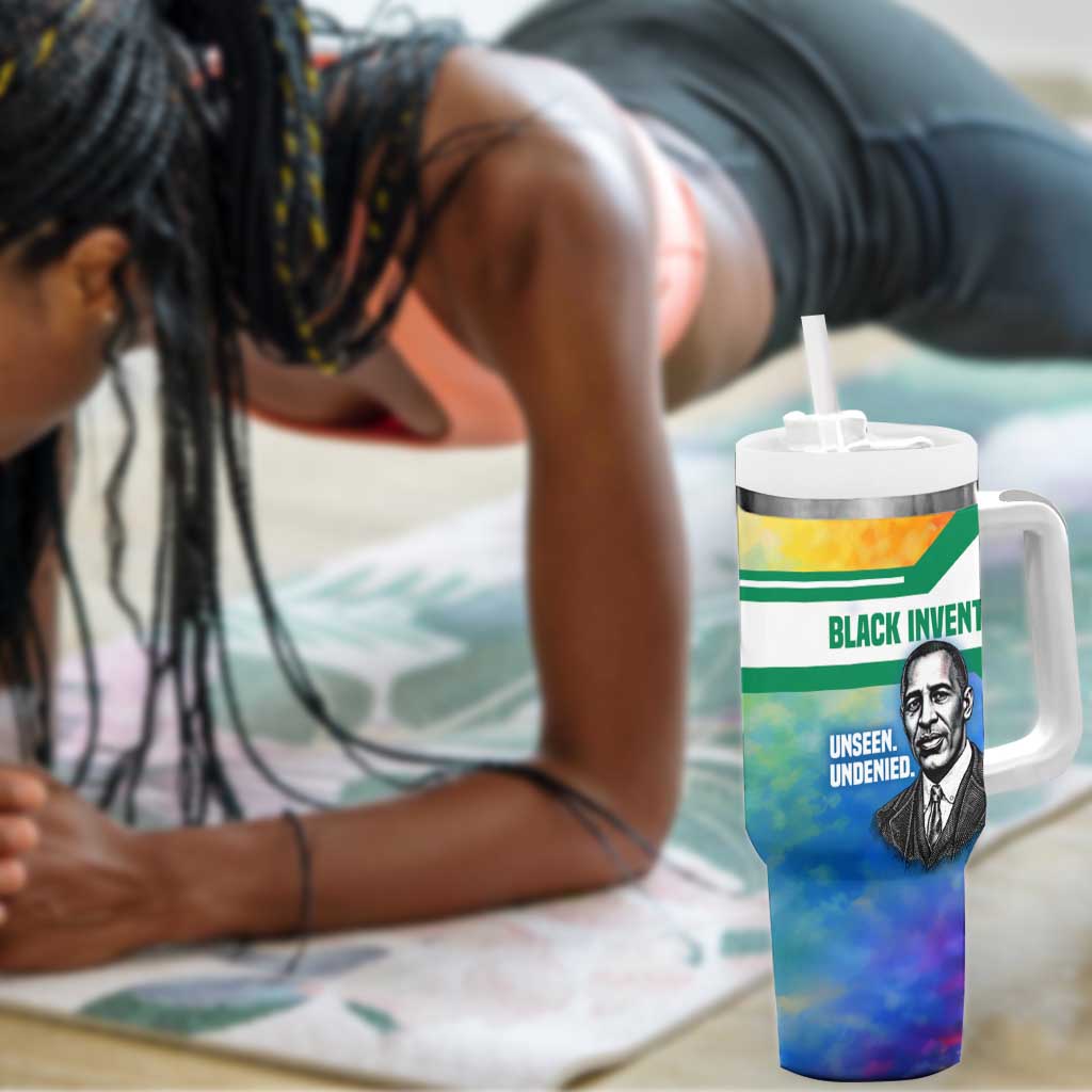 Garrett Morgan Tumbler With Handle with Real Impact Quote, Black Inventor Portrait and Vibrant Watercolor - Wonder Print Shop