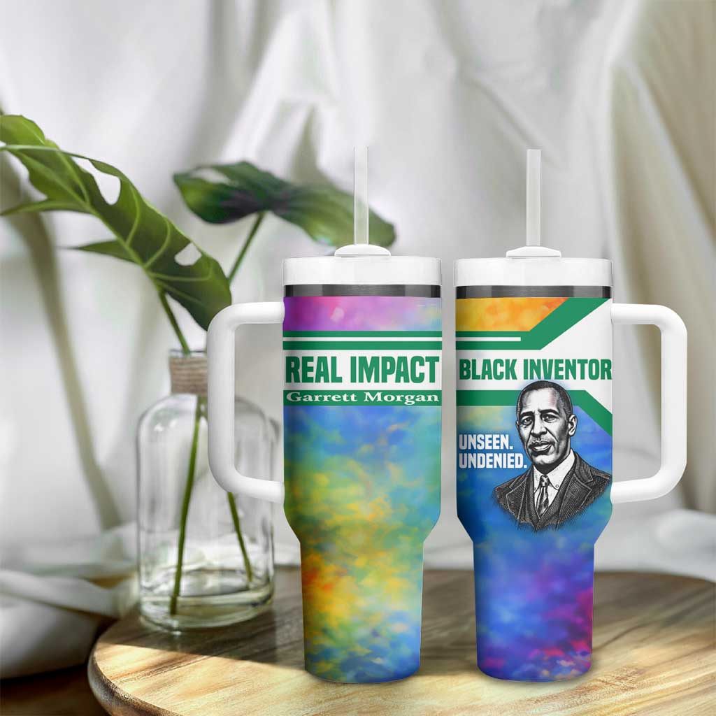 Garrett Morgan Tumbler With Handle with Real Impact Quote, Black Inventor Portrait and Vibrant Watercolor - Wonder Print Shop