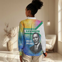 Garrett Morgan Women Casual Shirt with Real Impact Quote, Black Inventor Portrait and Vibrant Watercolor - Wonder Print Shop