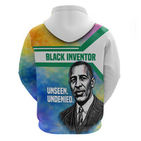 Garrett Morgan Zip Hoodie with Real Impact Quote, Black Inventor Portrait and Vibrant Watercolor - Wonder Print Shop