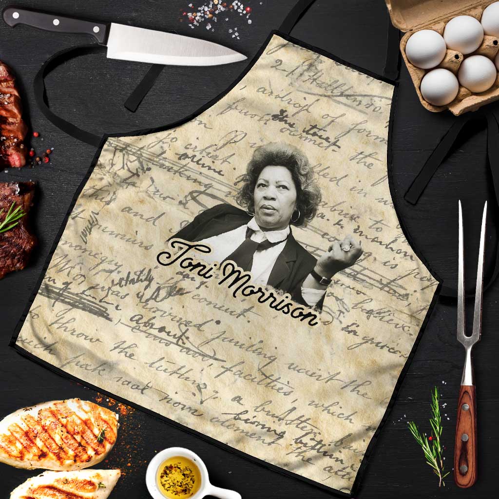 Toni Morrison Apron Handwritten Manuscript Powerful Portrait with Feather Pen Quote - Wonder Print Shop
