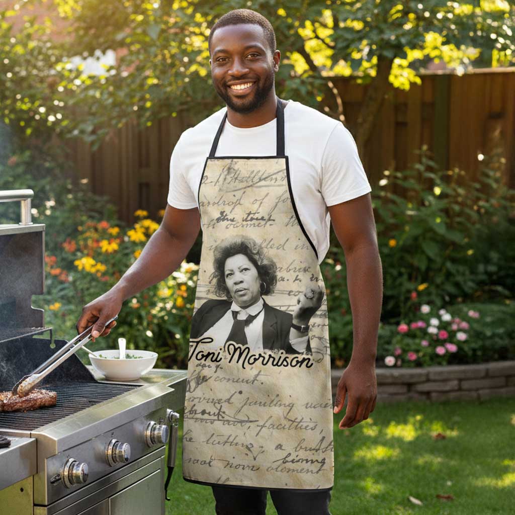 Toni Morrison Apron Handwritten Manuscript Powerful Portrait with Feather Pen Quote - Wonder Print Shop