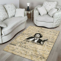 Toni Morrison Area Rug Handwritten Manuscript Powerful Portrait with Feather Pen Quote - Wonder Print Shop