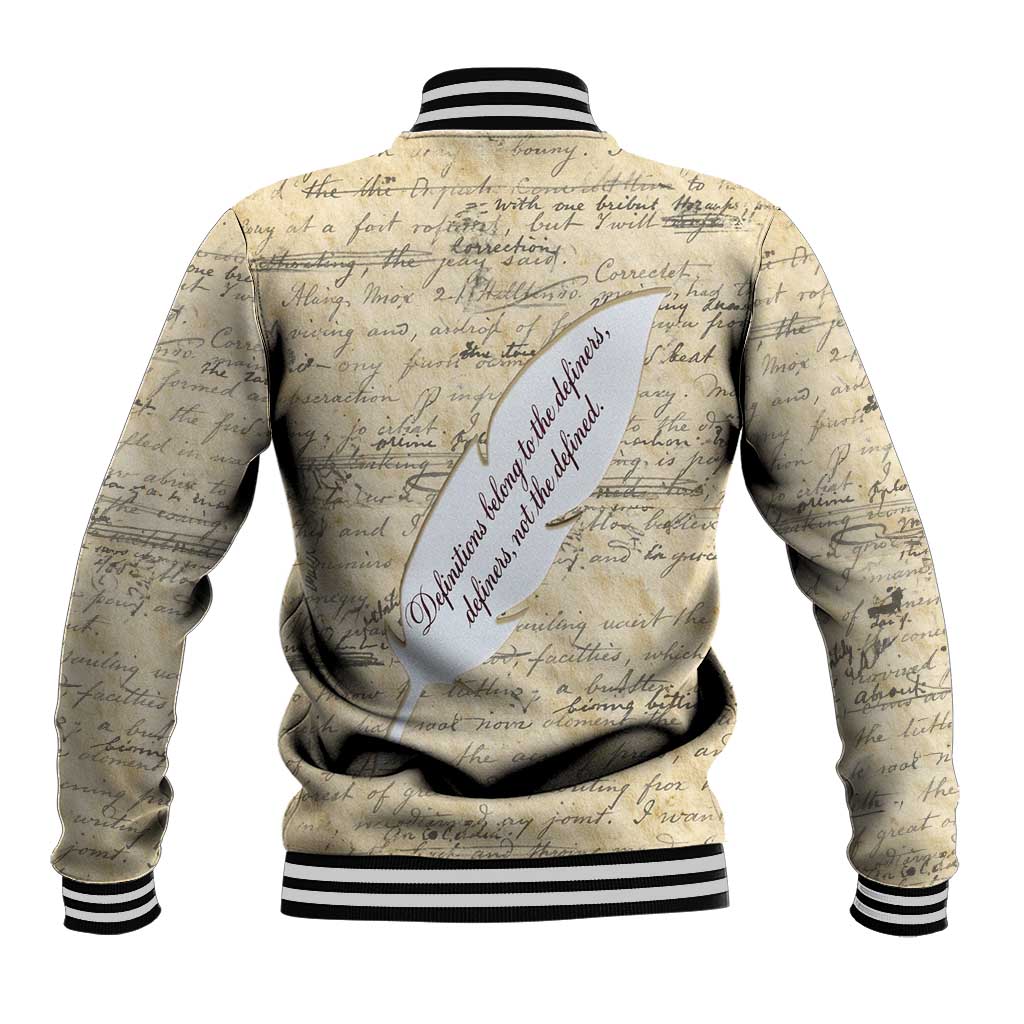 Toni Morrison Baseball Jacket Handwritten Manuscript Powerful Portrait with Feather Pen Quote - Wonder Print Shop