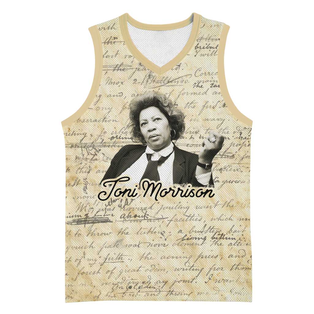 Toni Morrison Basketball Jersey Handwritten Manuscript Powerful Portrait with Feather Pen Quote - Wonder Print Shop