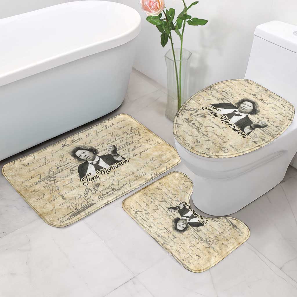 Toni Morrison Bathroom Set Handwritten Manuscript Powerful Portrait with Feather Pen Quote - Wonder Print Shop