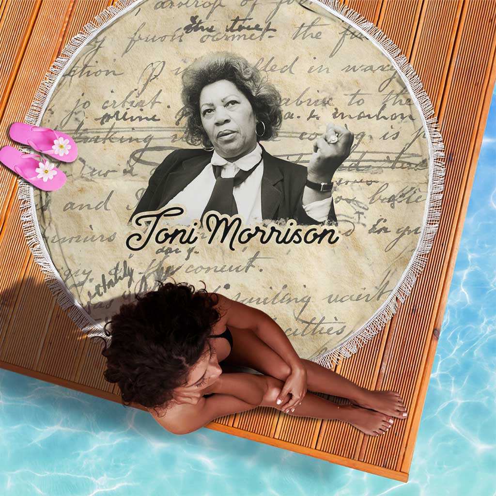 Toni Morrison Beach Blanket Handwritten Manuscript Powerful Portrait with Feather Pen Quote - Wonder Print Shop
