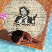 Toni Morrison Beach Blanket Handwritten Manuscript Powerful Portrait with Feather Pen Quote - Wonder Print Shop