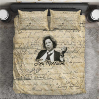Toni Morrison Bedding Set Handwritten Manuscript Powerful Portrait with Feather Pen Quote - Wonder Print Shop