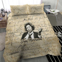 Toni Morrison Bedding Set Handwritten Manuscript Powerful Portrait with Feather Pen Quote - Wonder Print Shop