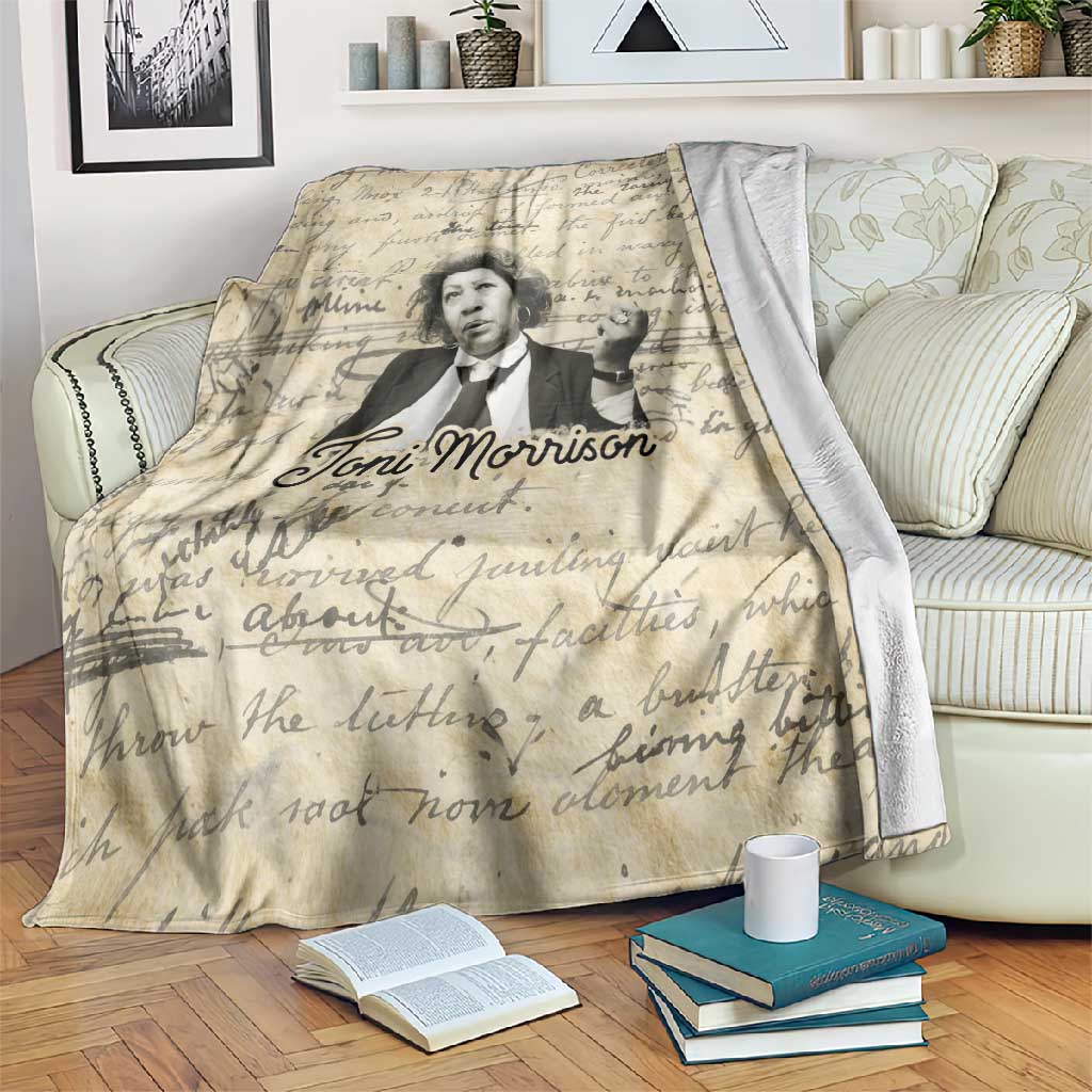 Toni Morrison Blanket Handwritten Manuscript Powerful Portrait with Feather Pen Quote - Wonder Print Shop