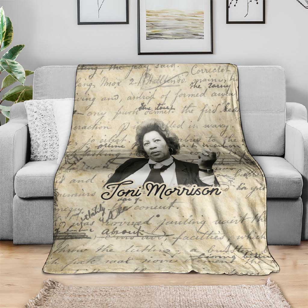 Toni Morrison Blanket Handwritten Manuscript Powerful Portrait with Feather Pen Quote - Wonder Print Shop