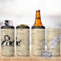 Toni Morrison 4 in 1 Can Cooler Tumbler Handwritten Manuscript Powerful Portrait with Feather Pen Quote - Wonder Print Shop