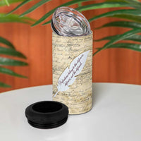 Toni Morrison 4 in 1 Can Cooler Tumbler Handwritten Manuscript Powerful Portrait with Feather Pen Quote - Wonder Print Shop