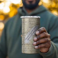 Toni Morrison 4 in 1 Can Cooler Tumbler Handwritten Manuscript Powerful Portrait with Feather Pen Quote - Wonder Print Shop