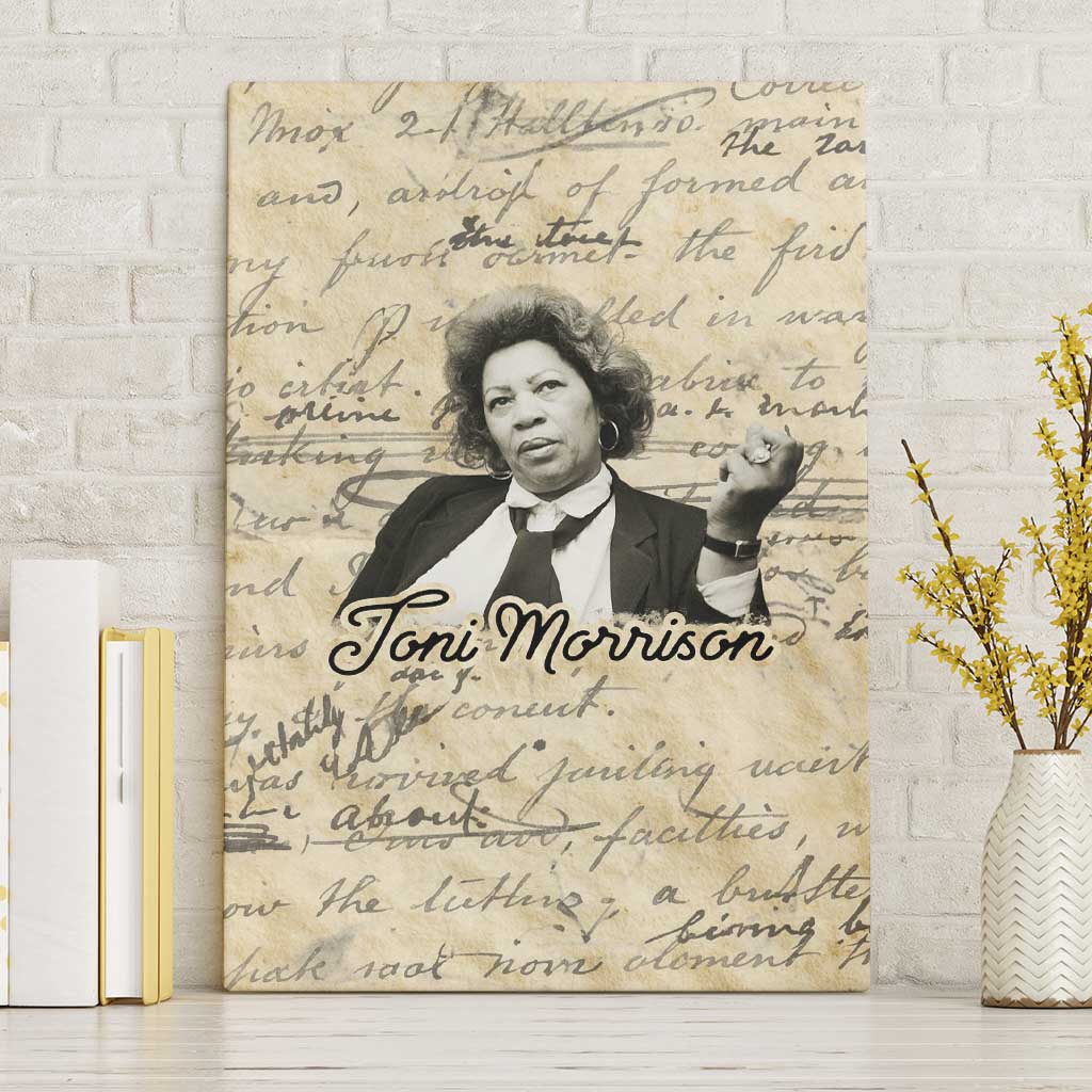 Toni Morrison Canvas Wall Art Handwritten Manuscript Powerful Portrait with Feather Pen Quote - Wonder Print Shop
