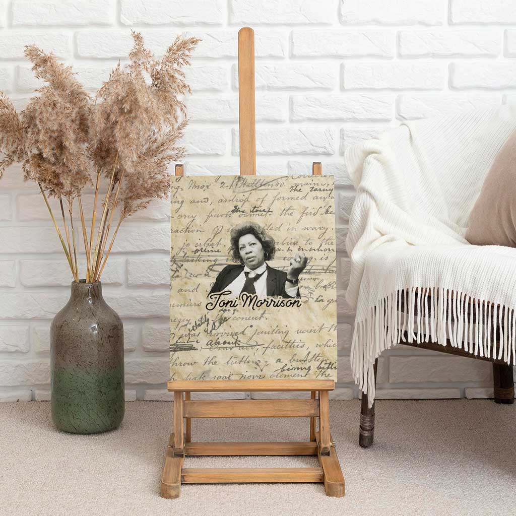 Toni Morrison Canvas Wall Art Handwritten Manuscript Powerful Portrait with Feather Pen Quote - Wonder Print Shop