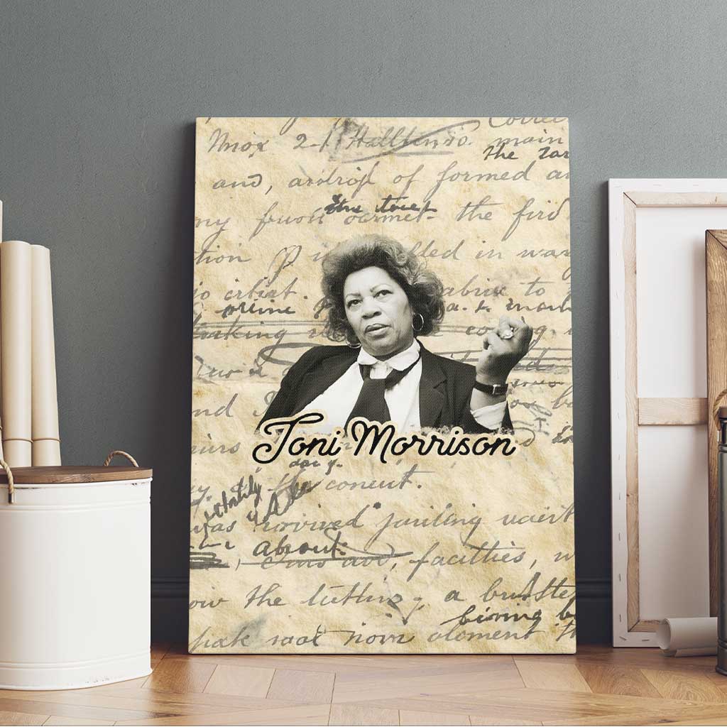 Toni Morrison Canvas Wall Art Handwritten Manuscript Powerful Portrait with Feather Pen Quote - Wonder Print Shop