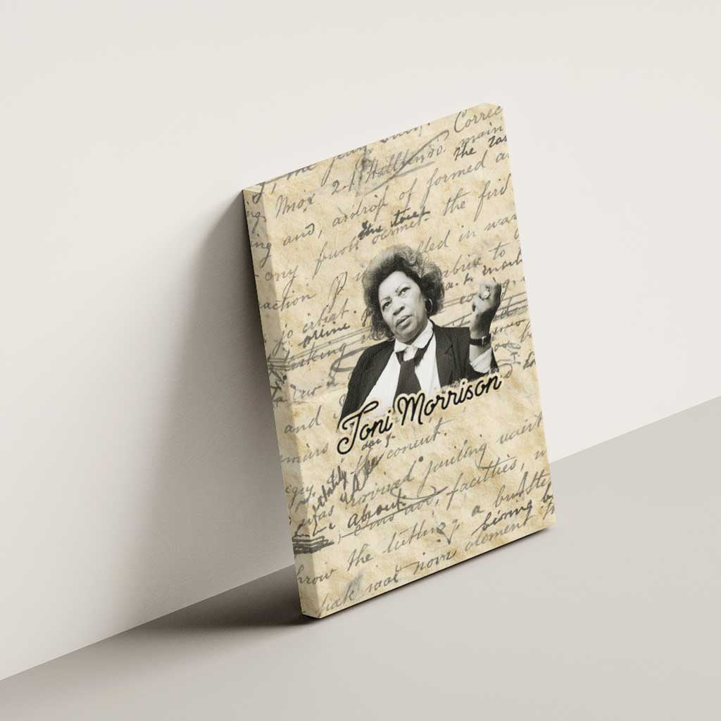 Toni Morrison Canvas Wall Art Handwritten Manuscript Powerful Portrait with Feather Pen Quote - Wonder Print Shop