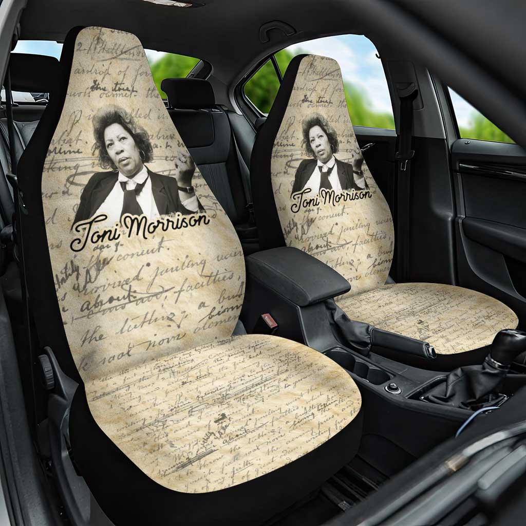 Toni Morrison Car Seat Cover Handwritten Manuscript Powerful Portrait with Feather Pen Quote - Wonder Print Shop