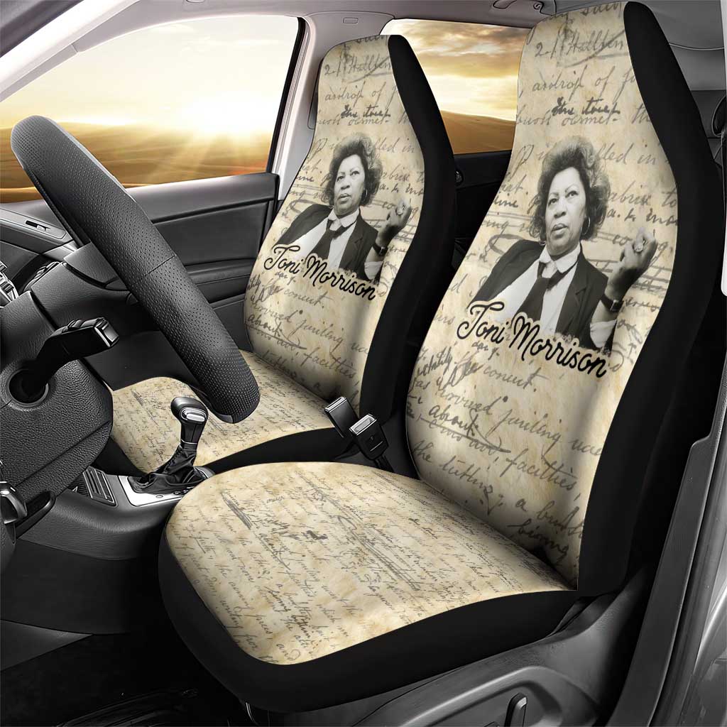 Toni Morrison Car Seat Cover Handwritten Manuscript Powerful Portrait with Feather Pen Quote - Wonder Print Shop