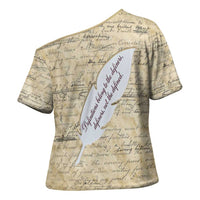 Toni Morrison Cross Shoulder Shirt Handwritten Manuscript Powerful Portrait with Feather Pen Quote - Wonder Print Shop