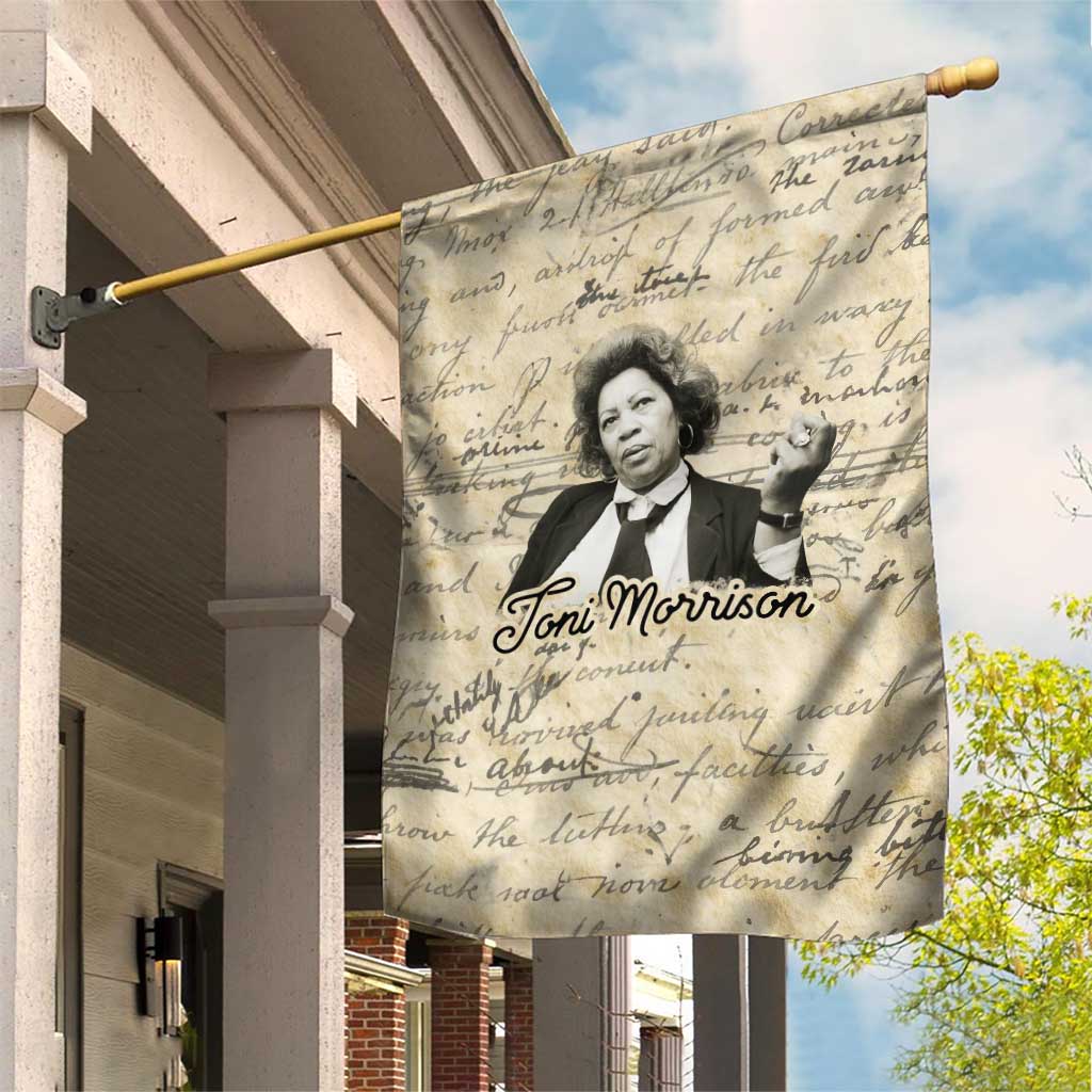 Toni Morrison Garden Flag Handwritten Manuscript Powerful Portrait with Feather Pen Quote - Wonder Print Shop