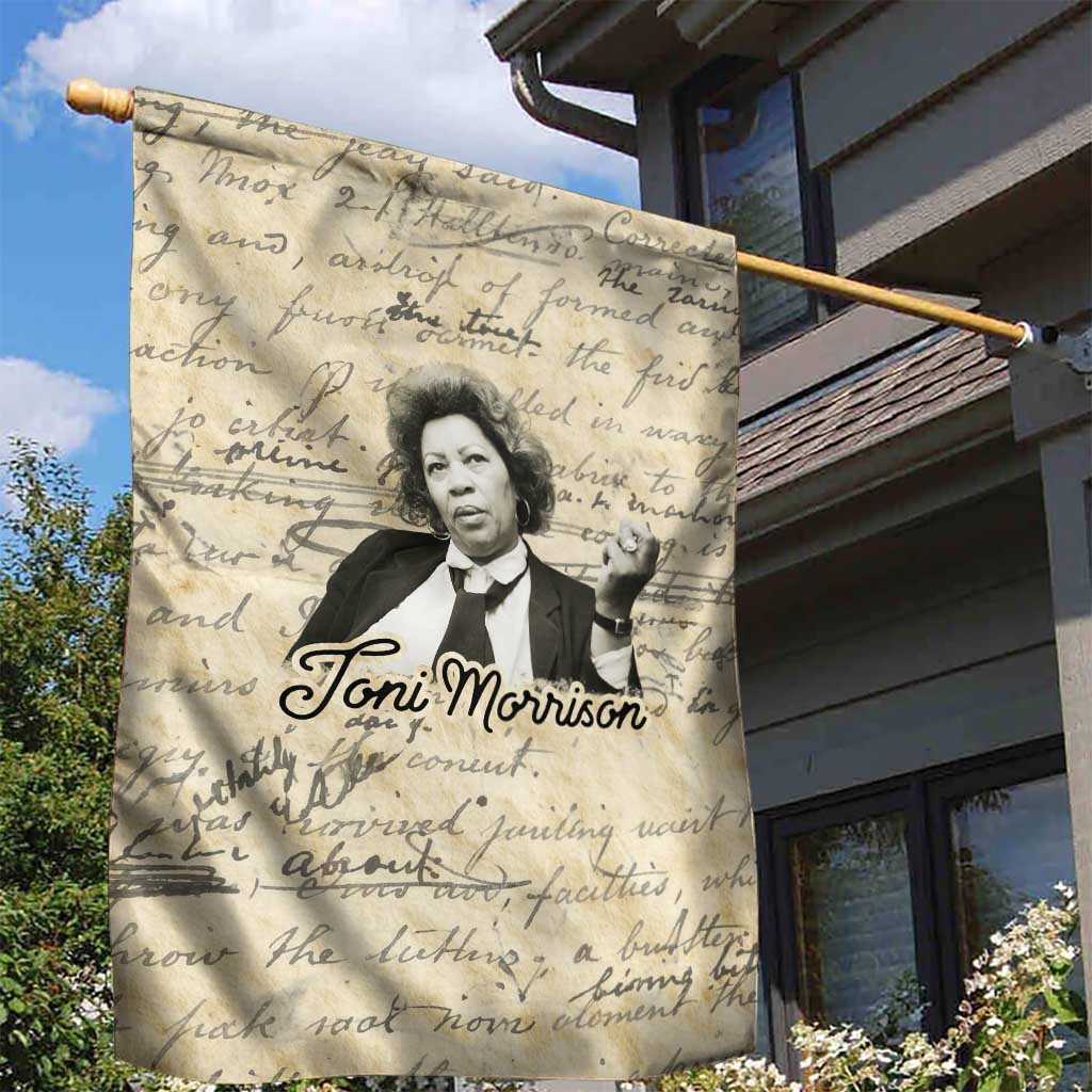 Toni Morrison Garden Flag Handwritten Manuscript Powerful Portrait with Feather Pen Quote - Wonder Print Shop