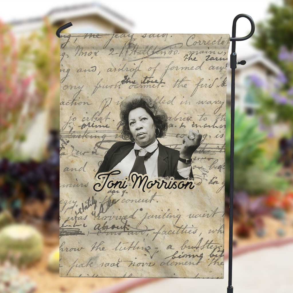 Toni Morrison Garden Flag Handwritten Manuscript Powerful Portrait with Feather Pen Quote - Wonder Print Shop