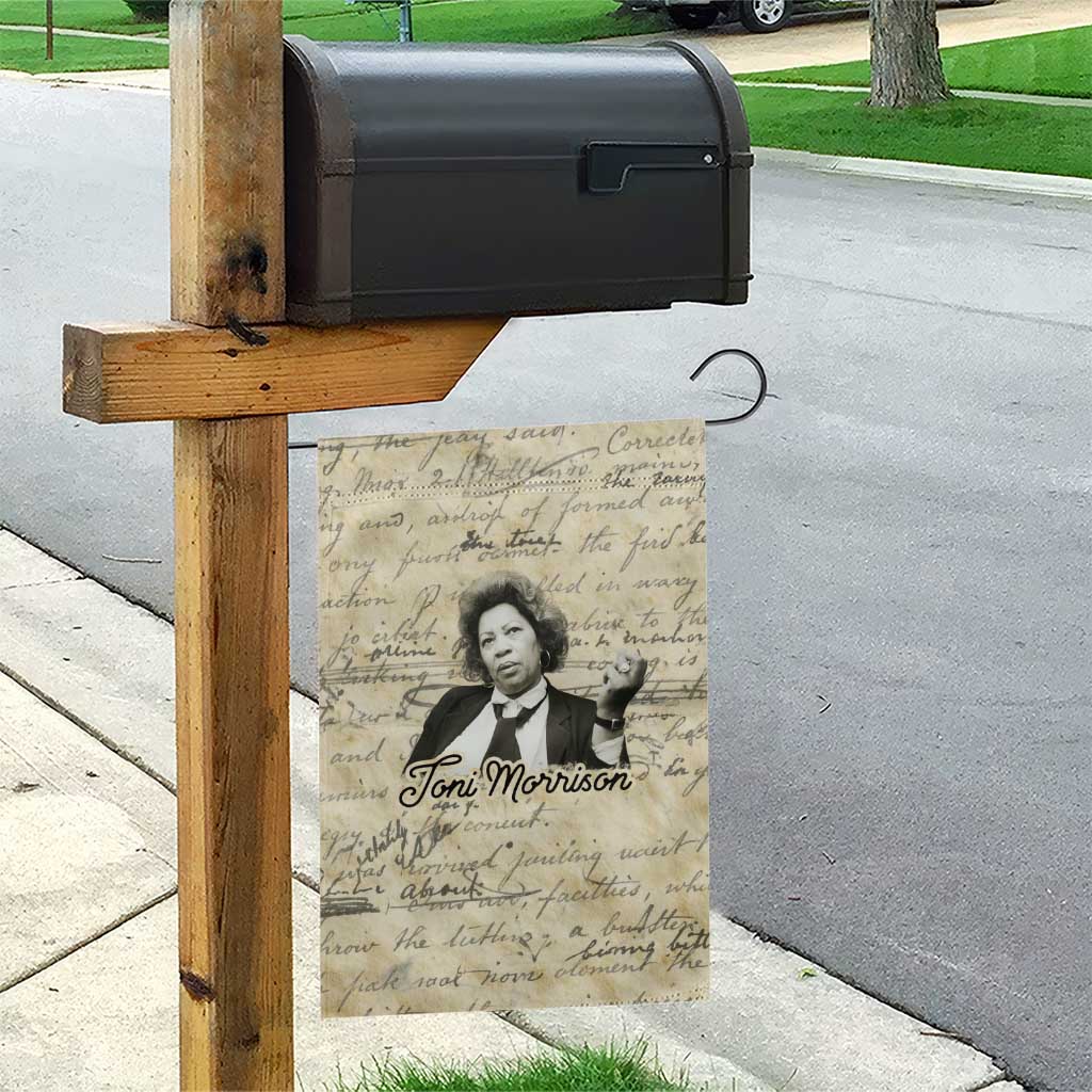 Toni Morrison Garden Flag Handwritten Manuscript Powerful Portrait with Feather Pen Quote - Wonder Print Shop