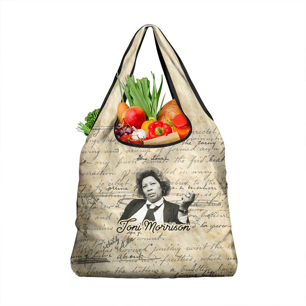 Toni Morrison Grocery Bag Handwritten Manuscript Powerful Portrait with Feather Pen Quote - Wonder Print Shop