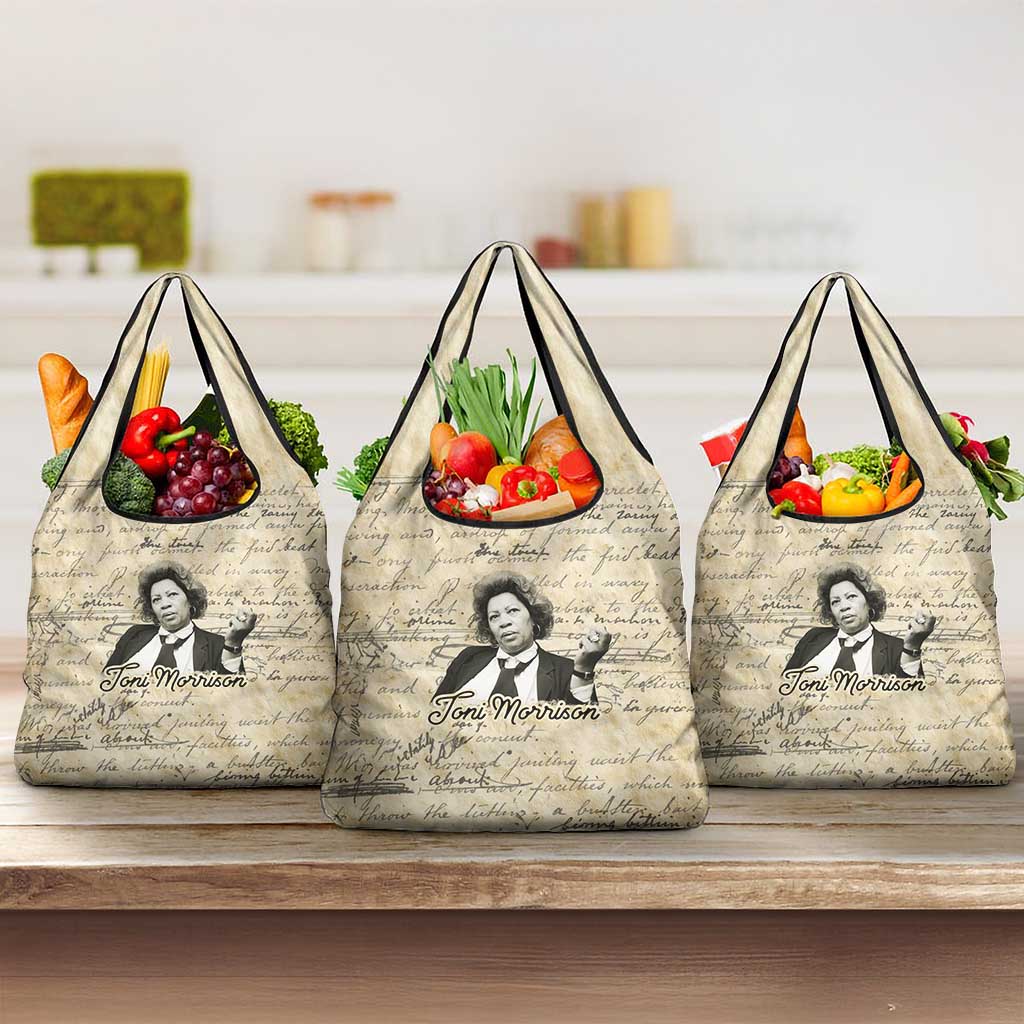 Toni Morrison Grocery Bag Handwritten Manuscript Powerful Portrait with Feather Pen Quote - Wonder Print Shop