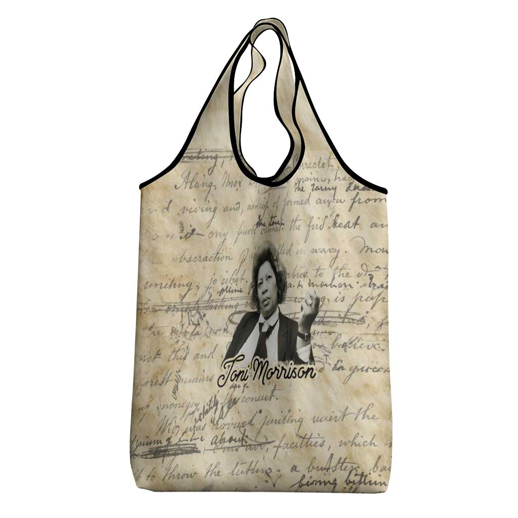 Toni Morrison Grocery Bag Handwritten Manuscript Powerful Portrait with Feather Pen Quote - Wonder Print Shop