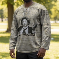 Toni Morrison Hockey Jersey Handwritten Manuscript Powerful Portrait with Feather Pen Quote - Wonder Print Shop