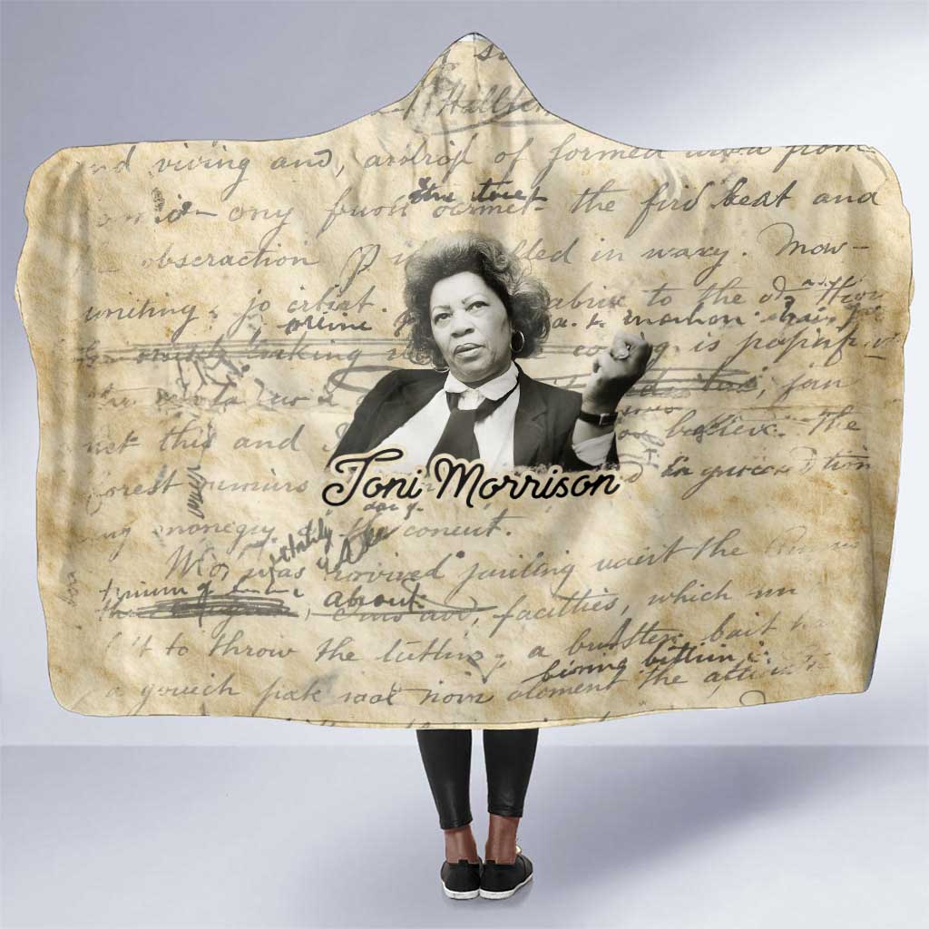 Toni Morrison Hooded Blanket Handwritten Manuscript Powerful Portrait with Feather Pen Quote - Wonder Print Shop
